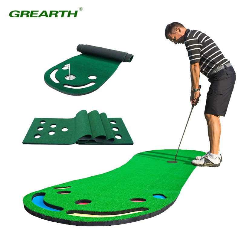 Portable Multi-Slope Golf Putting Green Trainer - Extra Large Putter Mat for Indoor/Outdoor Practice