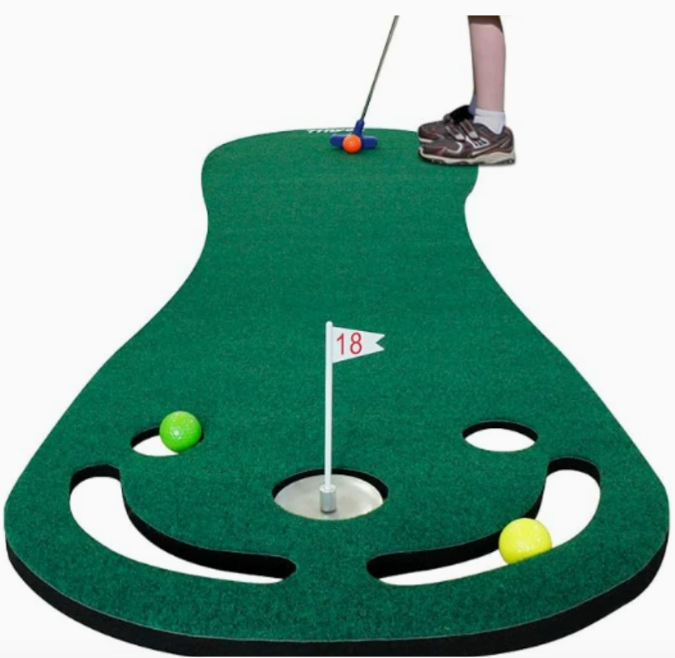 Portable Multi-Slope Golf Putting Green Trainer - Extra Large Putter Mat for Indoor/Outdoor Practice